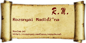 Rozsnyai Madléna névjegykártya